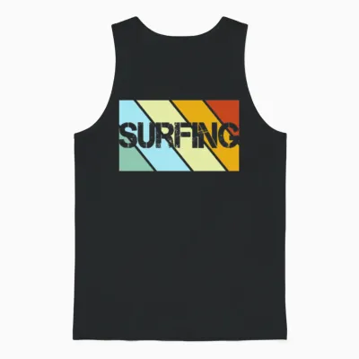Surfing Retro Unisex Tank Top - Black