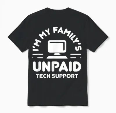 I'm My Family's Unpaid Tech Support Funny Computer Engineer Unisex T-Shirt - Black