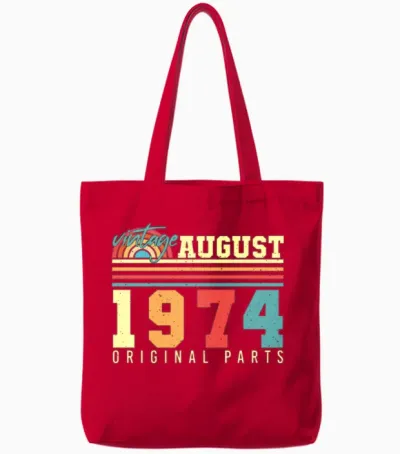 1974 August Vintage Tote Bags - Red