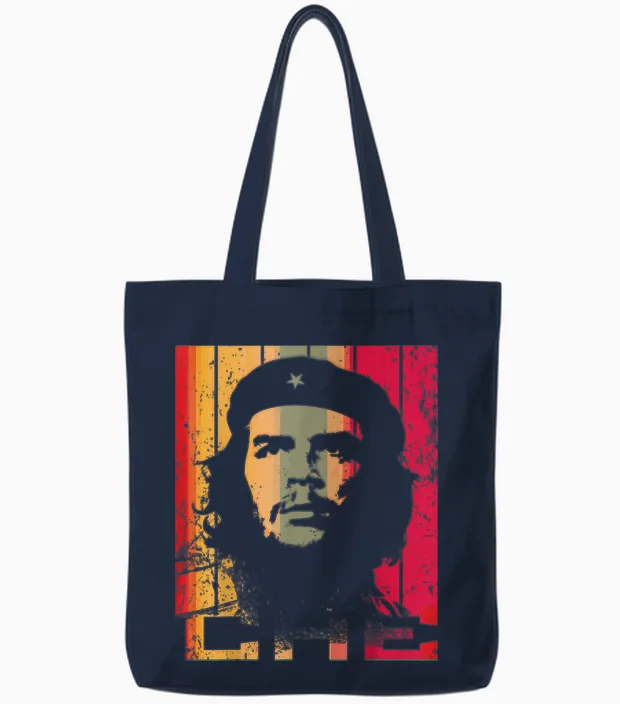 Che Guevara Shirt Rebel Cuba Revolution Vintage Pop Art T-Shirt, Black, S Tote Bags in Navy