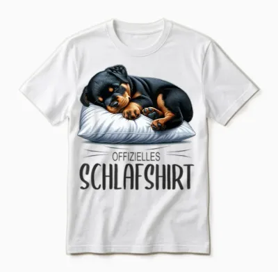 Pyjamas Official Sleep Shirt Cute Dog Rottweiler T-Shirt, Gray Unisex T-Shirt - White