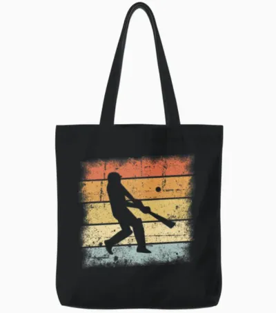Cricket Retro Tote Bags - Black