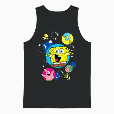 Spongebob Squarepants and Co in Bubbles Kids T-Shirt, Black, 2 Unisex Tank Top - Black