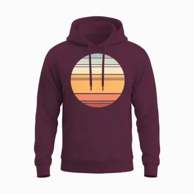Retro Sunset Background Circle Unisex Hoodie - Maroon