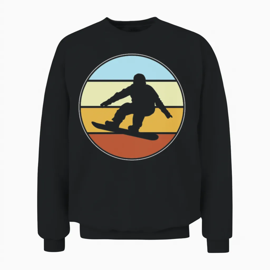 Snowboarding Retro Unisex Sweatshirt in Black