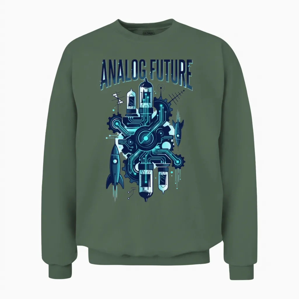 Analog Future Circuitry Unisex Sweatshirt in Military Green