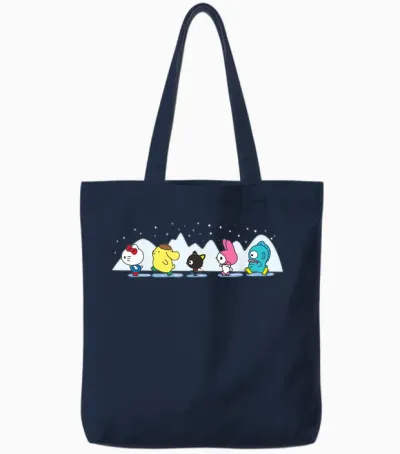 Sanrio Characters Holiday Ice Skating Tote Bags - Navy
