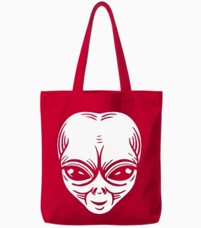 Funny Alien Tote Bags - Red