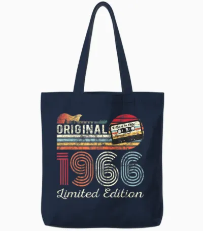 Original 1966 Geburtstag Gitarren Musiker Kassette Tape Tote Bags - Navy