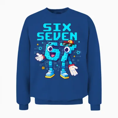 67 Six Seven 6-7 - Funny Italian Brainrot Kids Gaming Meme Unisex Sweatshirt - Royal