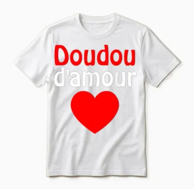 Love Doudou Humour Valentine's Day Idea for Couples T-Shirt, Black, S Unisex T-Shirt - White