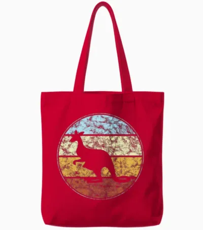 Kangaroo Retro Tote Bags - Red