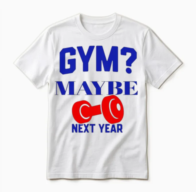 Gym? Maybe Next Year Gym & Lifting Gift Unisex T-Shirt in White