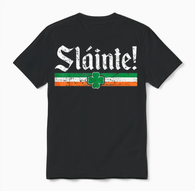 Celtic Cheers Celebration: Sláinte, Happy St Patrick's Day T-Shirt, Black, S Unisex T-Shirt in Black