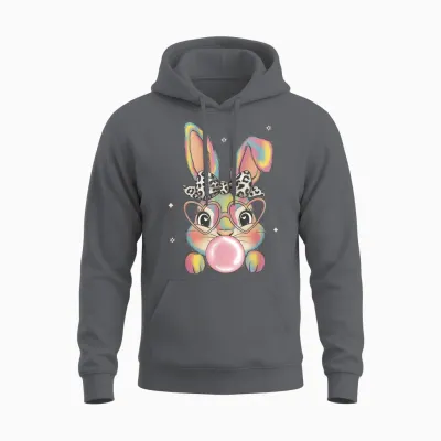 Easter T-Shirt Women's Children's Rabbit Bunny T-Shirt, Black, S Unisex Hoodie - Charcoal