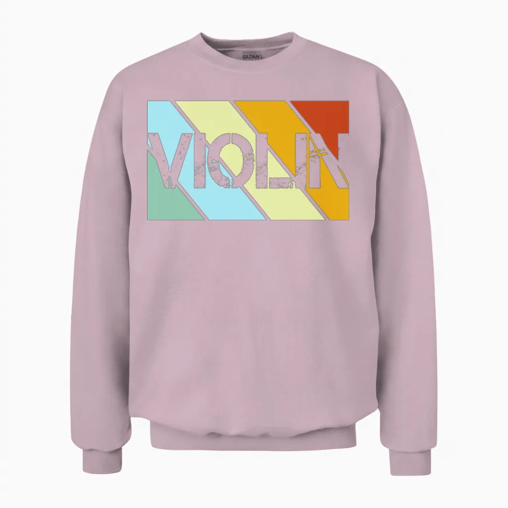 Violin Retro Unisex Sweatshirt in Light Pink