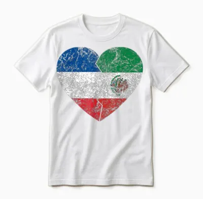 Drapeau Mexicain Français En Forme De Cœur | France Mexique Roots Vintage Unisex T-Shirt - White