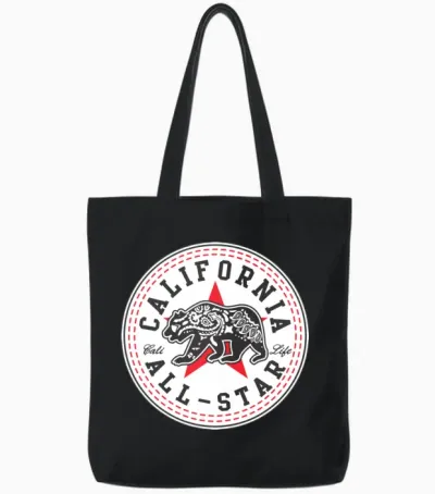 California Converse Black and Red Tote Bags - Black