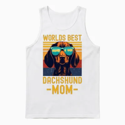 Dachshund with Sunglasses Retro Unisex Tank Top - White