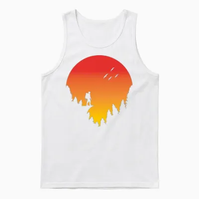 Hiking Dad Retro Sunset Unisex Tank Top - White