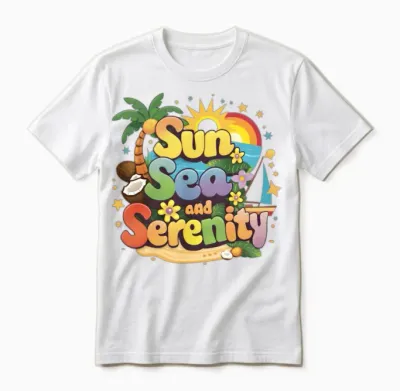 Sun Sea and Serenity Unisex T-Shirt - White