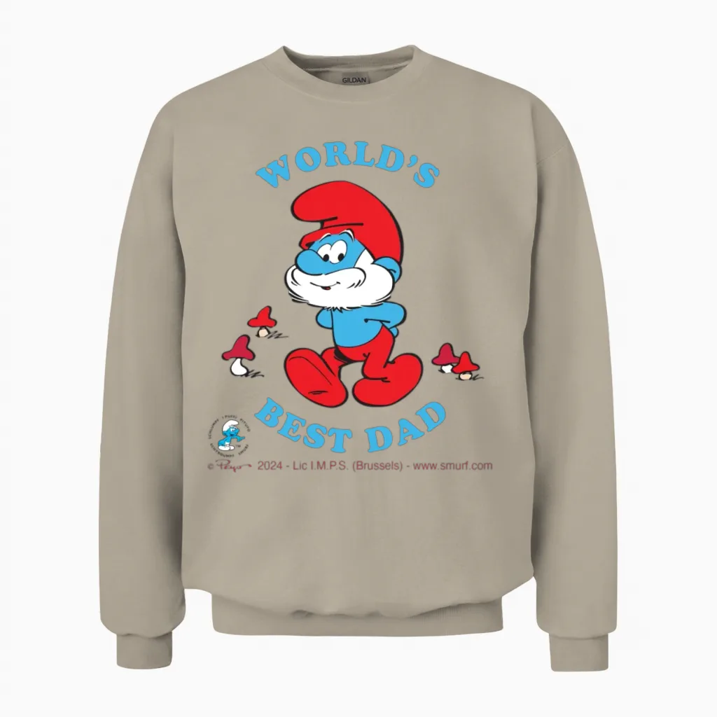 Smurfs Design World's Best Dad Unisex Sweatshirt in Sand