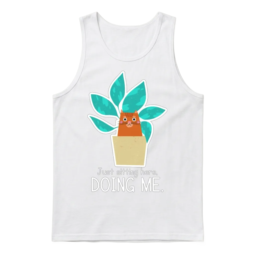 Funny Cat in a Plant โ Lovers Gift Unisex Tank Top - White