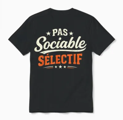Men's Gift Humour Original Funny Not Sociable Selective Unisex T-Shirt - Black