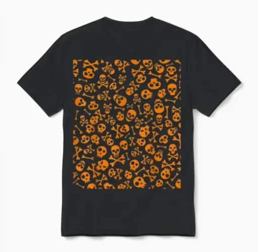 Motif Tête De Mort Et Os Croisés - Graphique Gothique D'halloween Unisex T-Shirt in Black