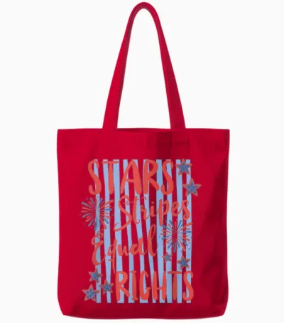 Retro Striped Stars Stripes Equal Rights Liberal 4th of July Tote Bags - Red
