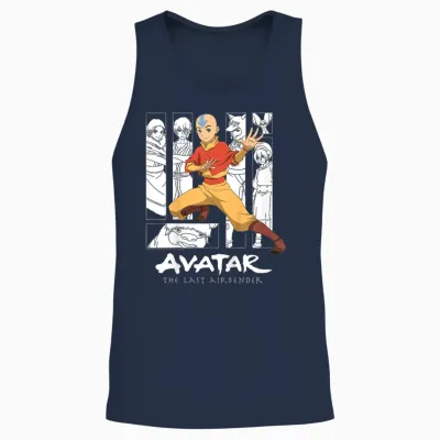 Child Avatar the Last Airbender Aang Character Ride-On Kids T-Shirt, Black, 2 Unisex Tank Top - Navy