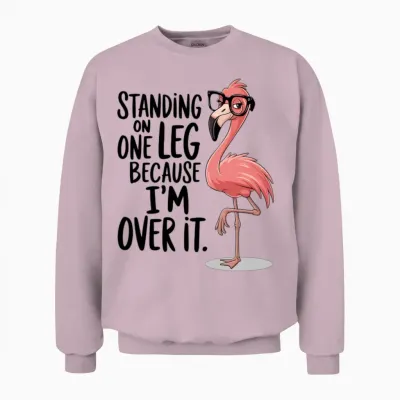 Funny Flamingo Unisex Sweatshirt - Light Pink