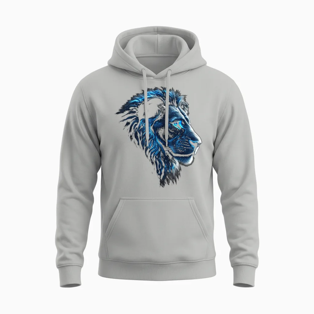 Löwe Artwork - Blaue Augen Zoo Tier Löwe Unisex Hoodie in Ash
