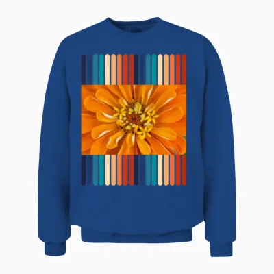 Retro Colors Flower Design Unisex Sweatshirt - Royal