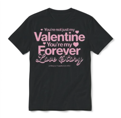Valentine Forever Love Story Cute Couples Product Unisex T-Shirt - Black