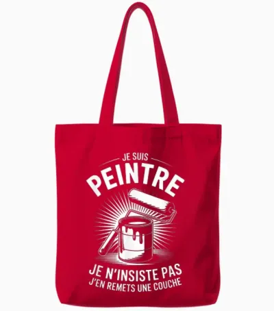 Man Humour Painter | Original Gift Idea for Artisan Tote Bags - Red