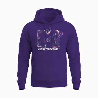 Mademark X Mtv - Mtv Logo Soap Bubbles Rainbow Detergent Liquid Bubble Mtv Unisex Hoodie - Purple