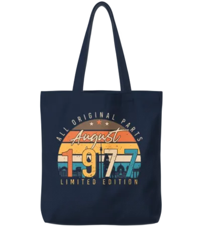 Retro 1977 August Tote Bags - Navy