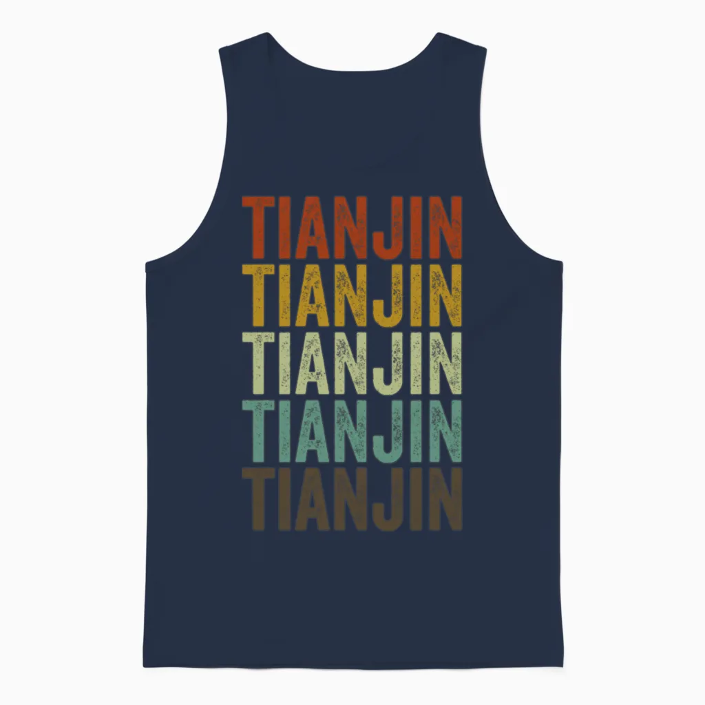 Tianjin China Retro Vintage Unisex Tank Top - Navy