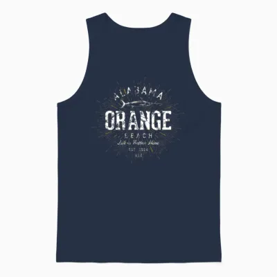 Retro Vintage Orange Beach Unisex Tank Top - Navy
