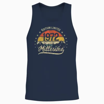 Vintage Born in 1972 Vintage Gift Man Woman Birthday Unisex Tank Top - Navy