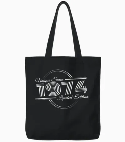Uniquely Retro Since Vintage 1974 Tote Bags - Black