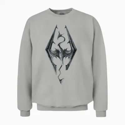 Ripple Junction X Elder Scrolls Dragon Emblem Skyrim T-Shirt, Black, S Unisex Sweatshirt - Ash