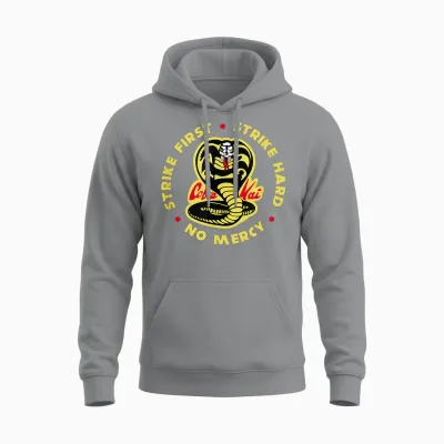 Cobra Kai Hit the First Cobra Logo Unisex Hoodie - Sport Grey