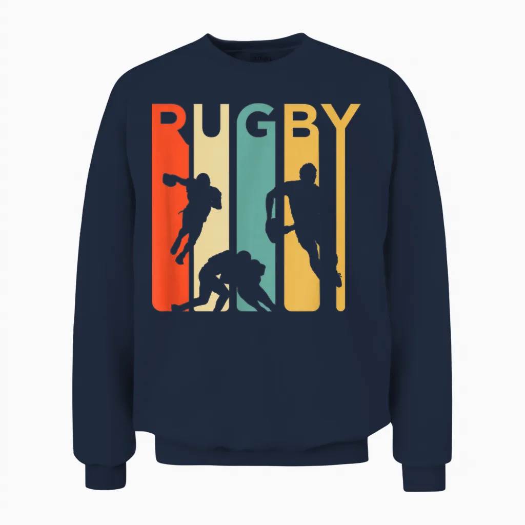 Vintage 1970's Style Rugby, Rugby Sports Gift Unisex Sweatshirt in Navy