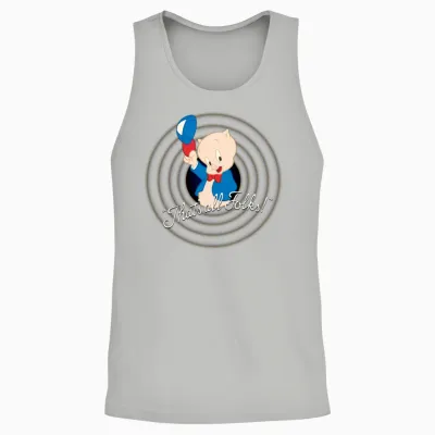 Looney Tunes Porky Pig Unisex Tank Top - Ash