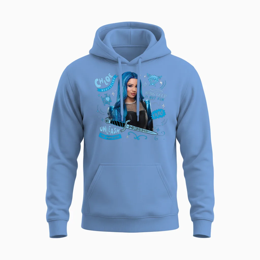 Disney Descendants: Wicked Wonderland Chloe Charming Fierce Unisex Hoodie in Carolina Blue