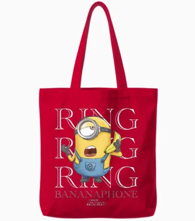 Minions Ring Ring Ring Bananaphone Rings Tote Bags - Red