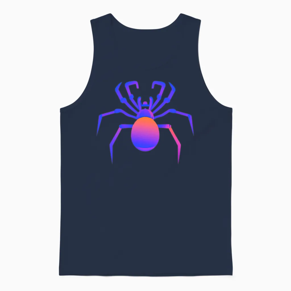 Spider Halloween Retro Colorful Unisex Tank Top - Navy