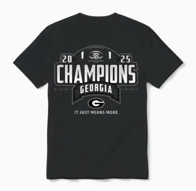 Georgia Bulldogs Sec Champs 2025 Football Locker Room Unisex T-Shirt - Black